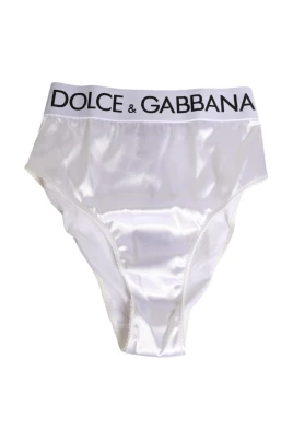 Vit Satin High-Waist Brief Logo Underkläder