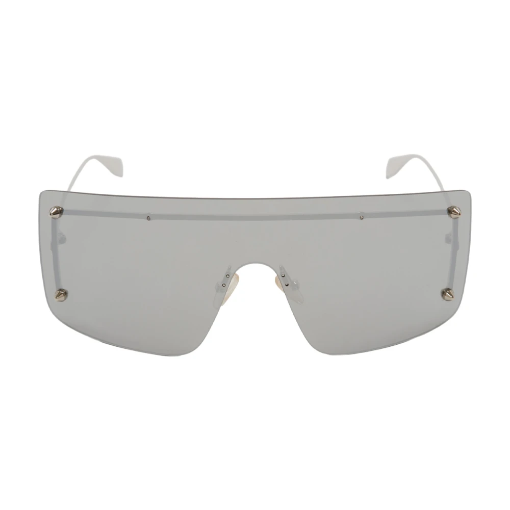 Alexander McQueen Silverfärgade Oversized Mask Solglasögon Gray, Unisex