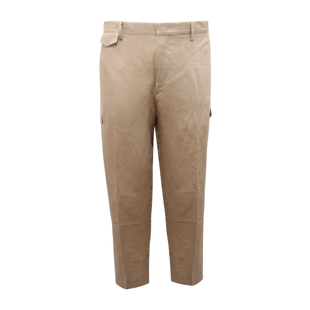 Briglia Men's Beige Cargo Cotton/Linen Trousers Easy Fit