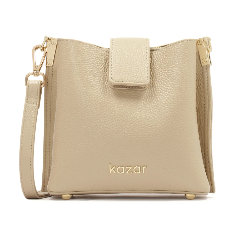 Kazar Compacte leren handtas Beige Dames