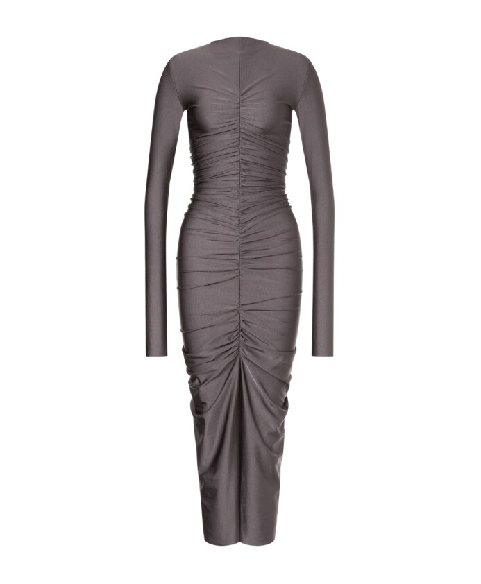 robe-longuette-drapee-gris-fonce