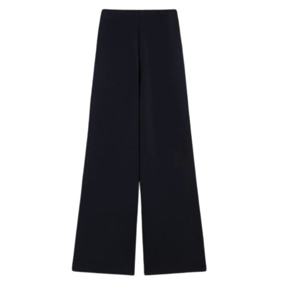 Max Mara Women's Blue Viscose Crepe Knit Trousers