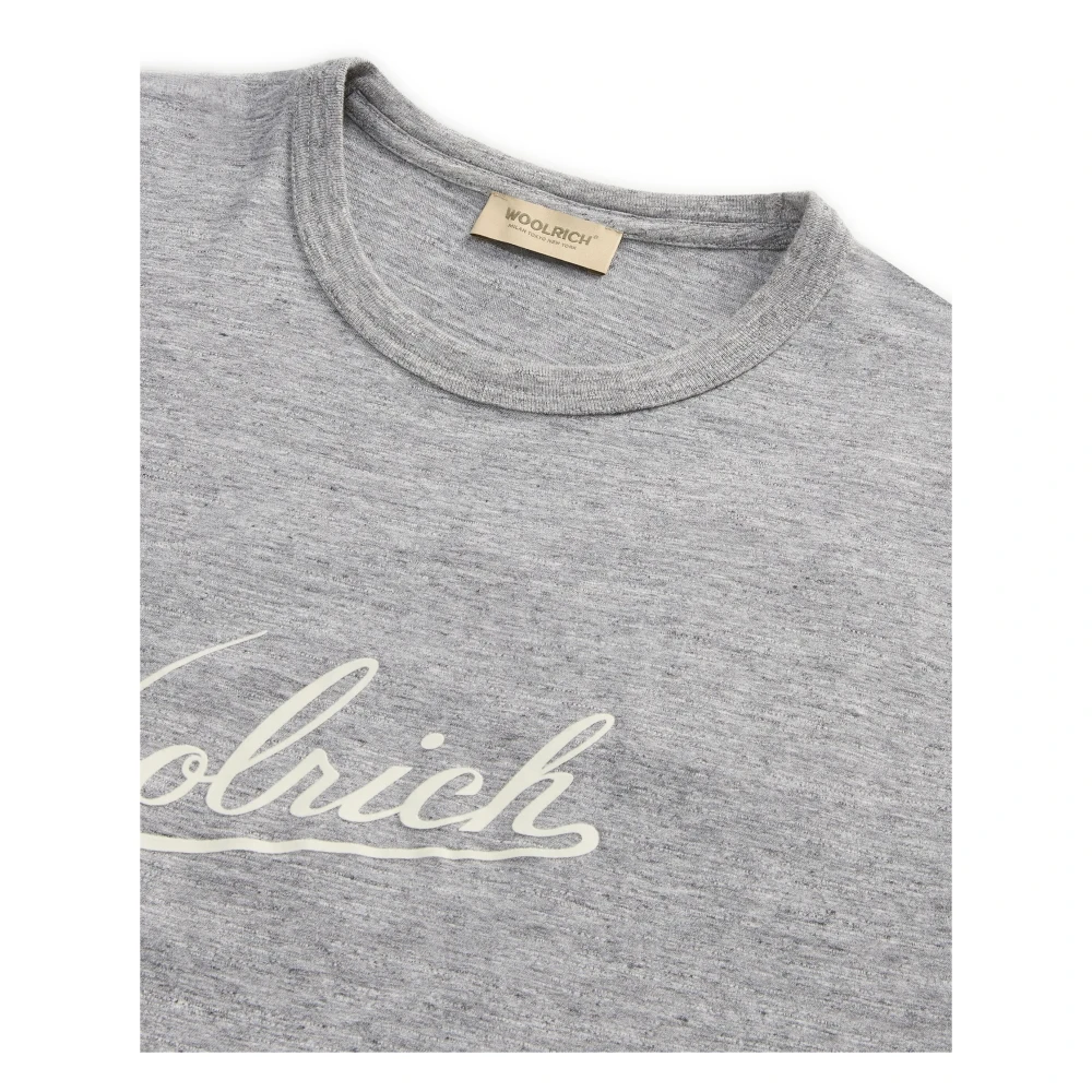 Woolrich Gedrukt Logo Crew Neck T-shirts en Polos Gray Heren