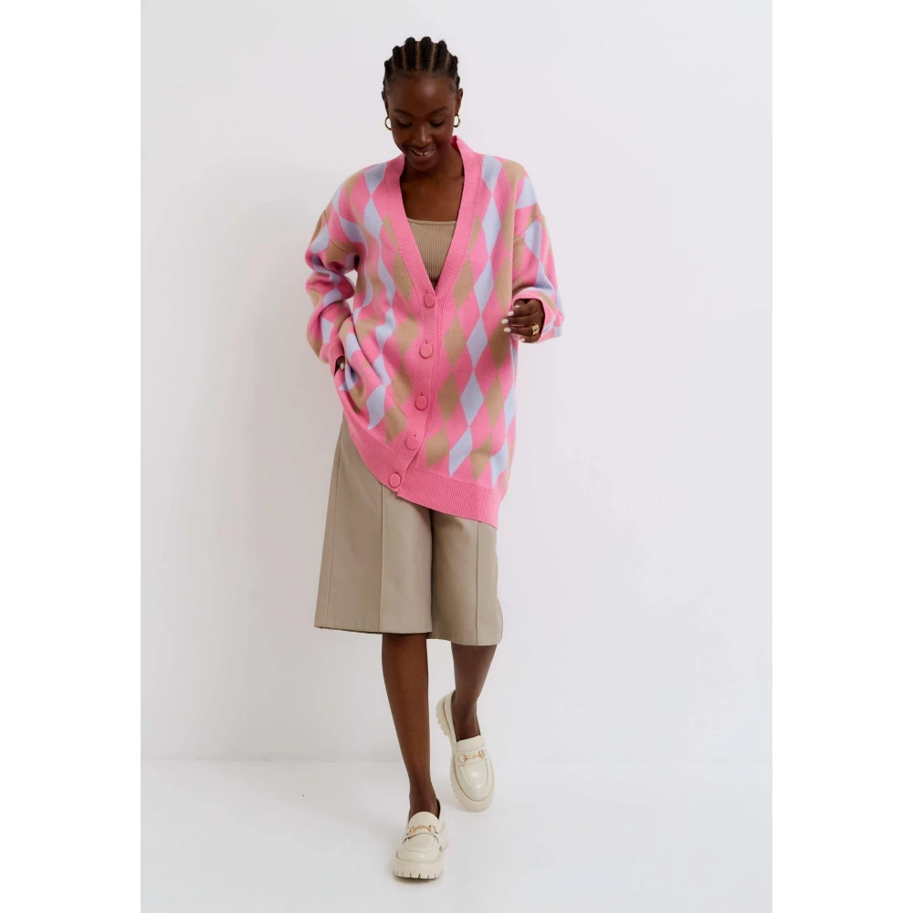 Cesare Gaspari Multicolor Button-Up Vest Roze Multicolor Dames