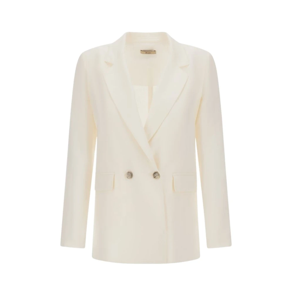 Herno Vrouw Wit Jassen Dames, S, Linnen, Blazer Van Puur Linnen