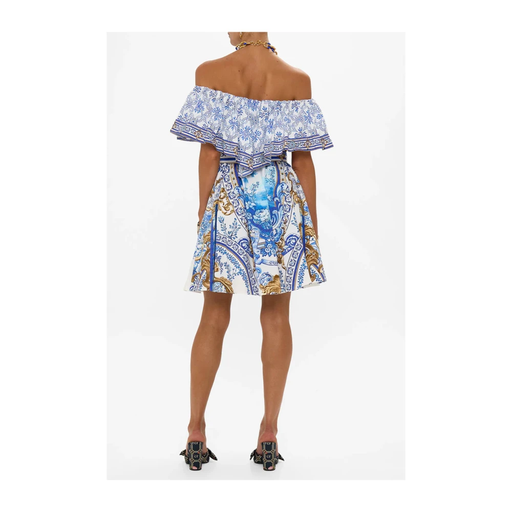 Camilla Portugees-geïnspireerde Frill Korte Jurk Blue Dames