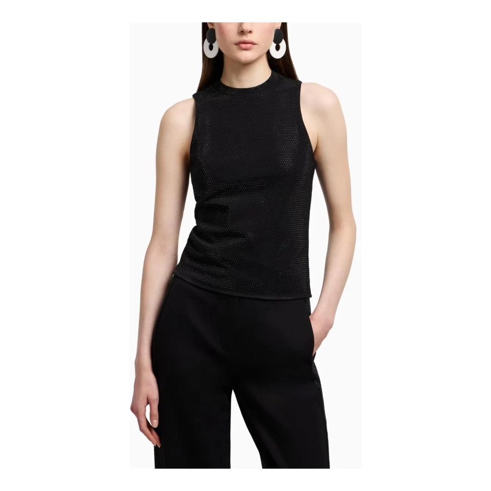 Emporio Armani Zwarte Studs Mouwloze Top Black Dames