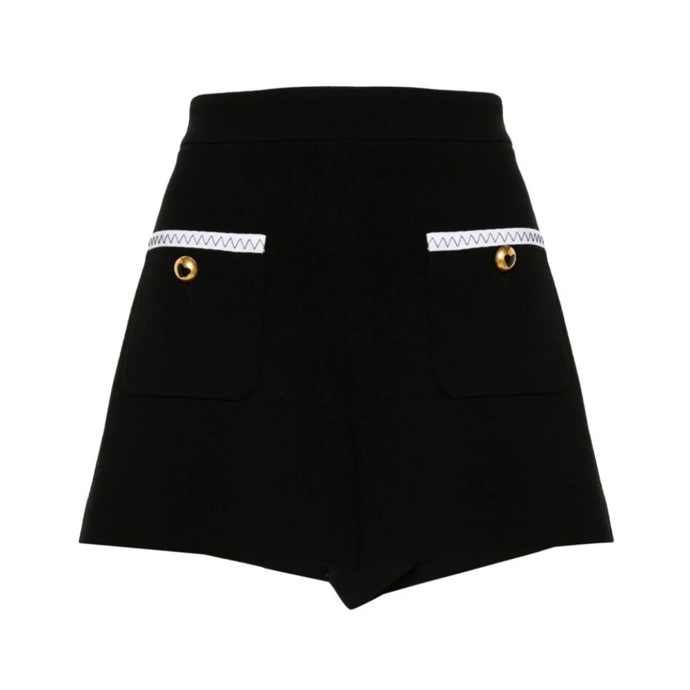 Moschino Zwart Gestructureerde Afwerking Zakkenjas Black Dames