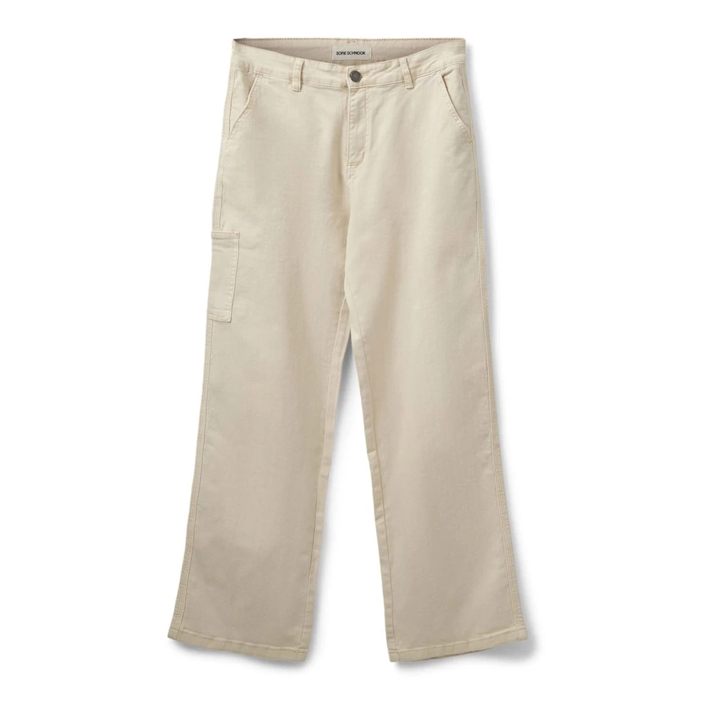 Sofie Schnoor White Off Trousers Straight-Leg Cool Pocket - Female - Straight Trousers - S - Trousers