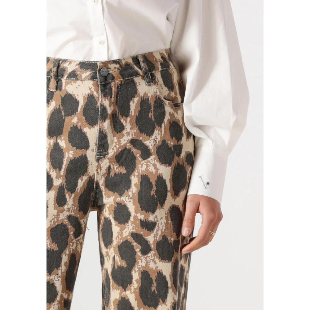 Refined Department Luipaardprint Wijde Broek Brown Dames