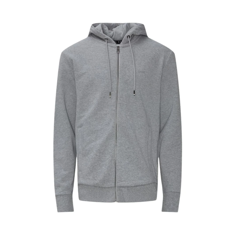 Hugo Boss Biologische Katoenen Hoodie met Rubberen Logoprint Gray Heren