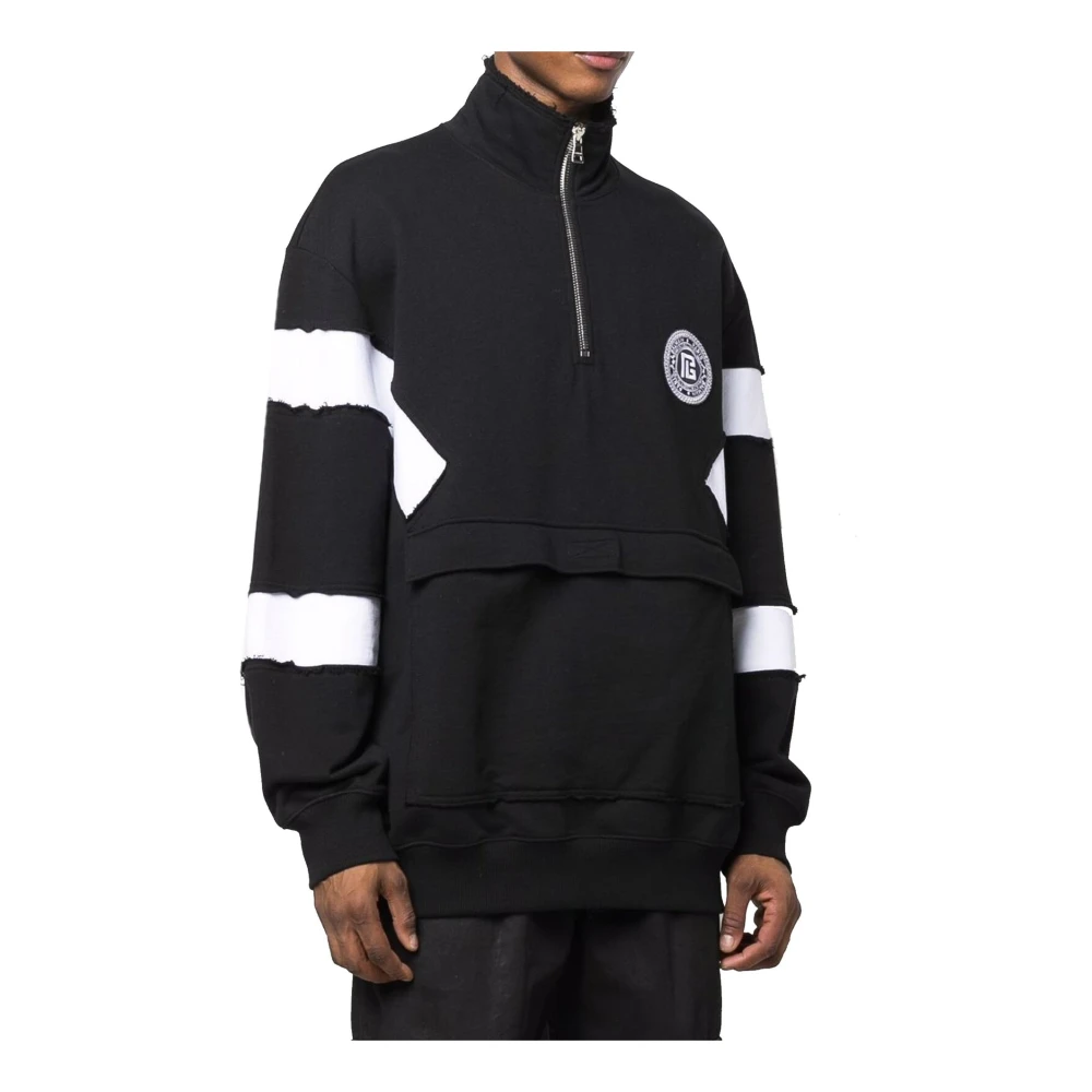 Balmain Cirkel Logo Katoenen Sweatshirt Black Heren