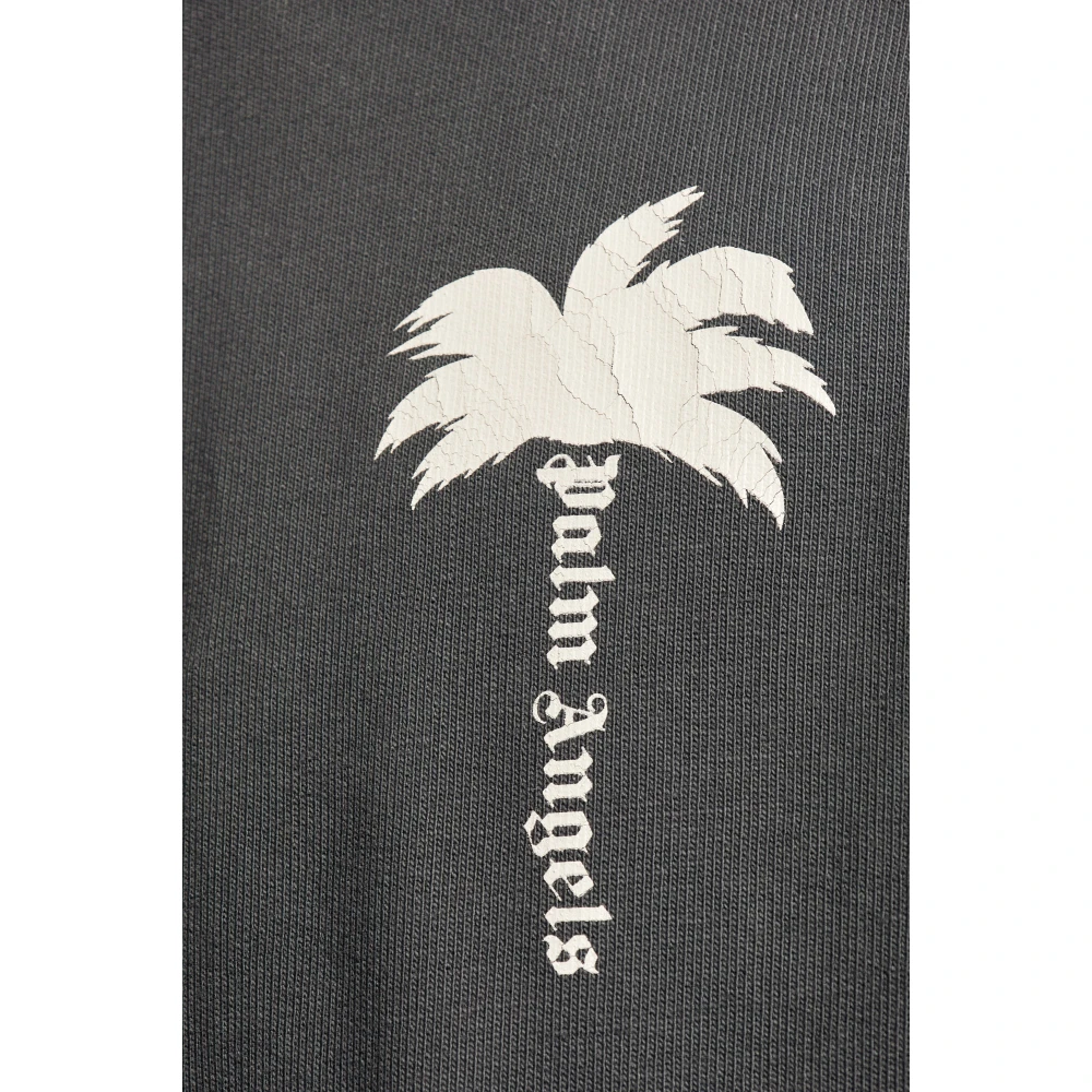 Palm Angels Bedrukte hoodie Gray Heren