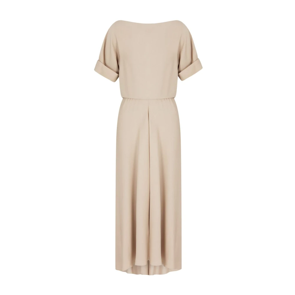 Giorgio Armani Beige Zijden Georgette Boothals Jurk Beige Dames