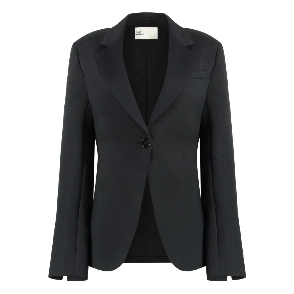 TORY BURCH Polyester Reverskraag Blazer met Zakken Black Dames