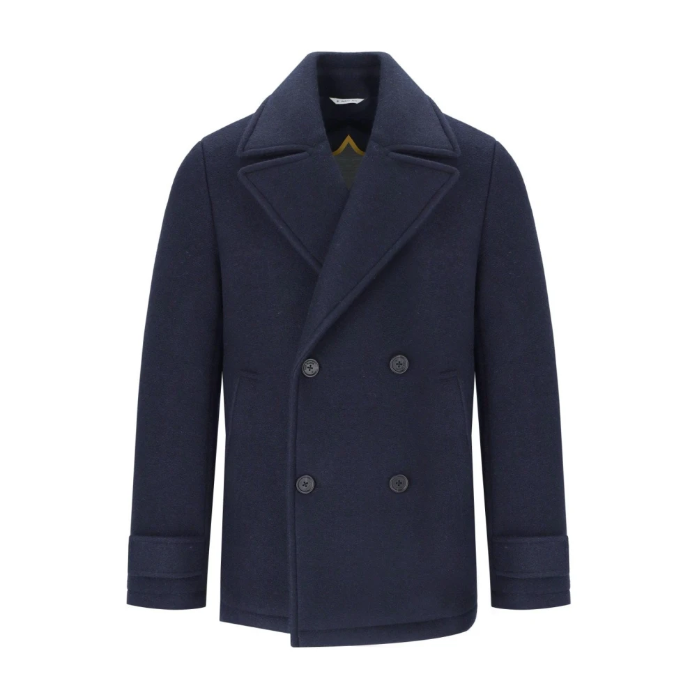 Manuel Ritz Blauwe Double-Breasted Jas met Puntige Revers Blue Heren