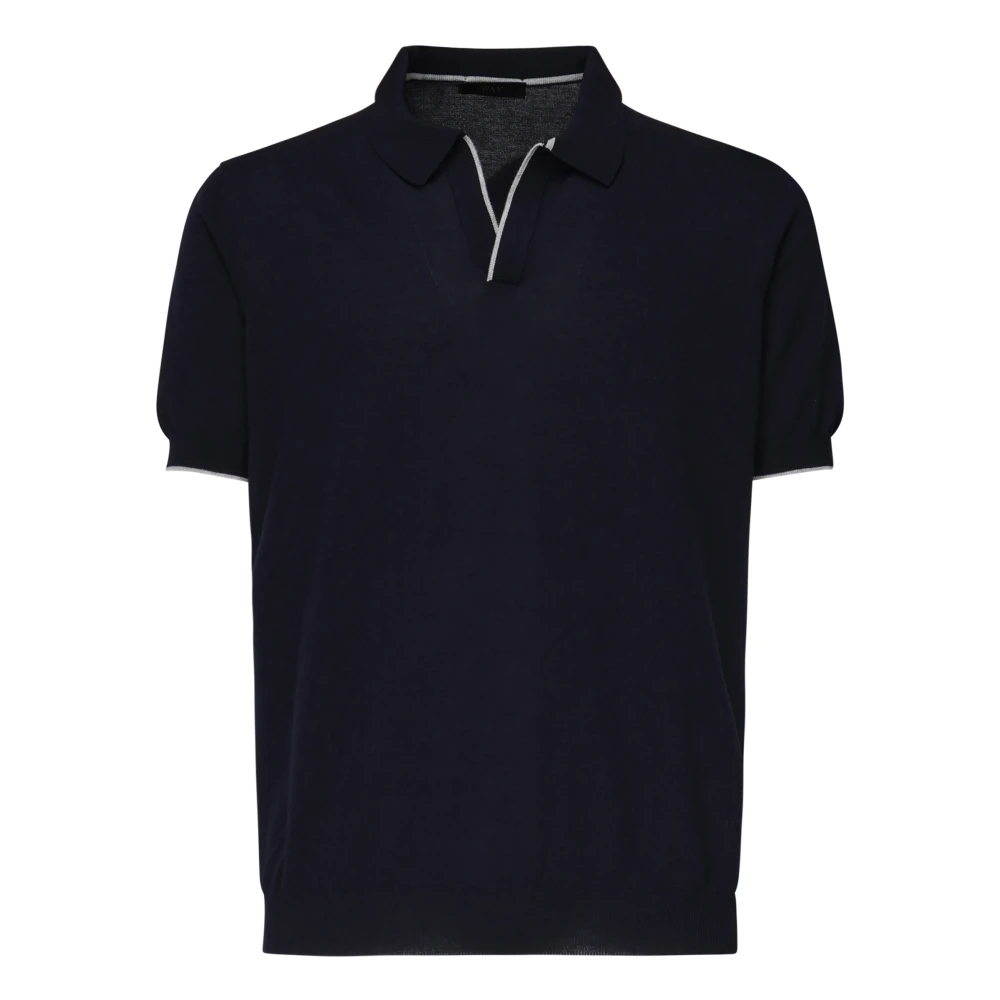 Fay Blauw Buttonless Polo Shirt Korte Mouwen Blue Heren