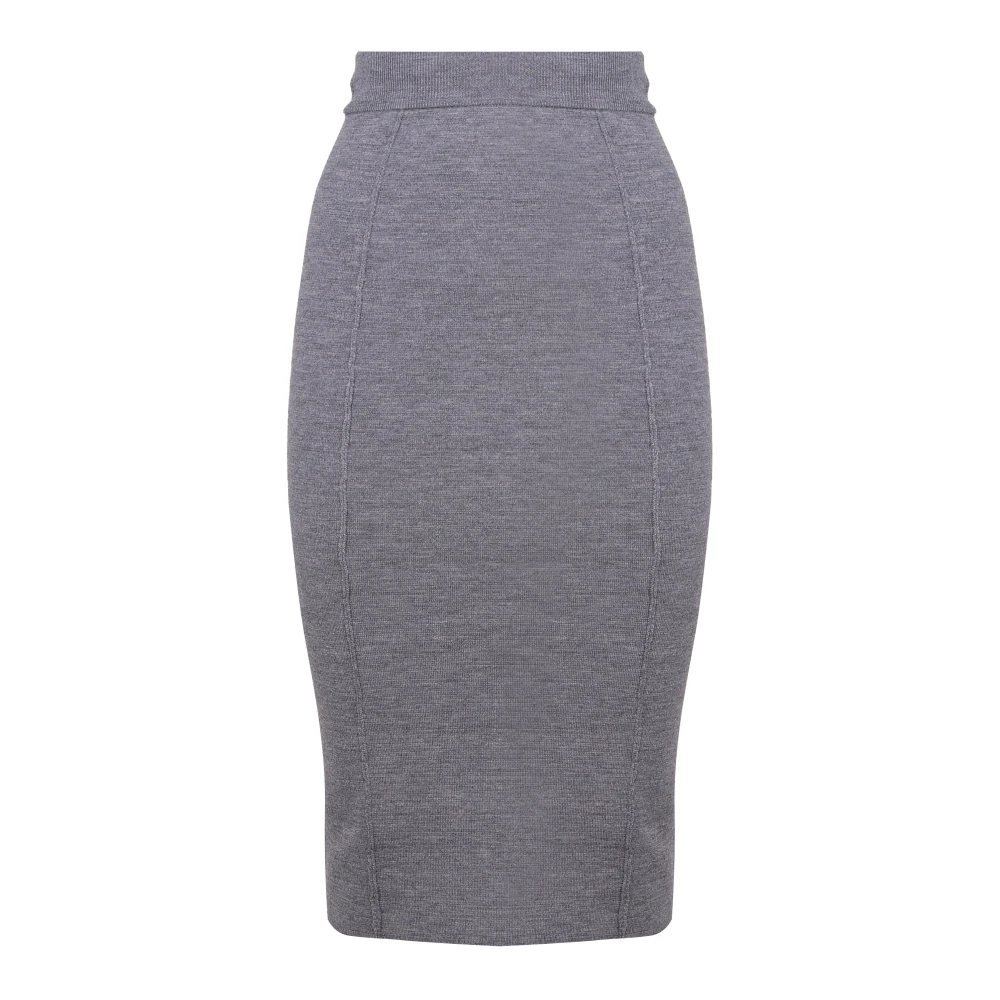pinko Grijze Pencil Rok Hoge Taille Rits Gray Dames