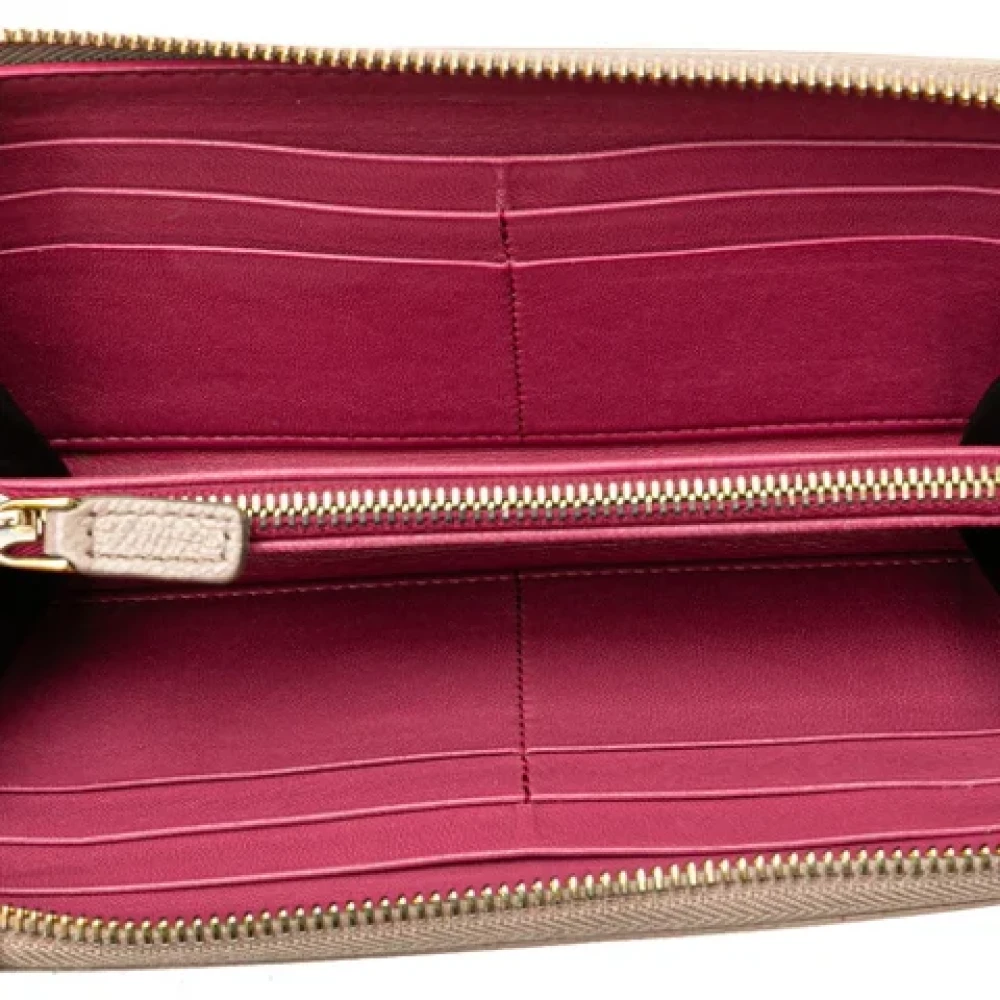 Bvlgari Vintage Pre-owned Leather wallets Beige Dames