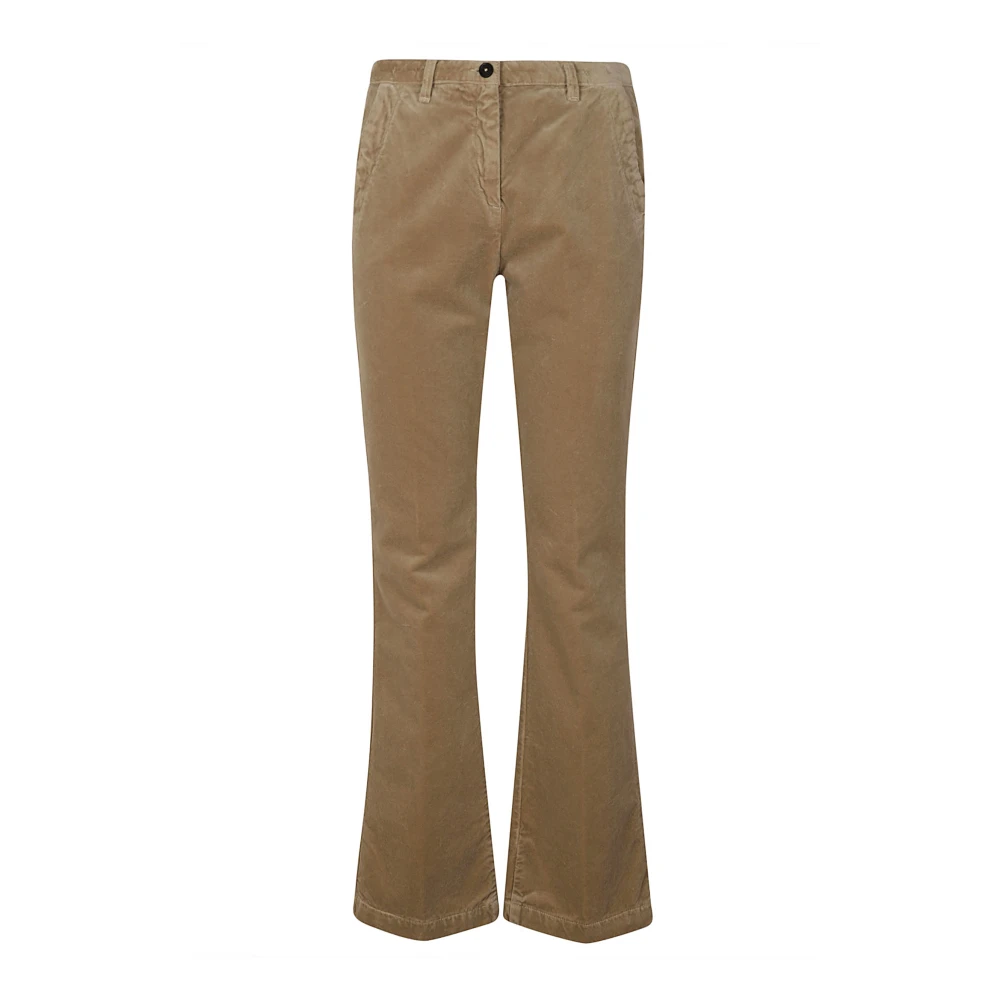 Massimo Alba Fluwelen Baksteen Pantalone met Rits Sluiting Beige Dames