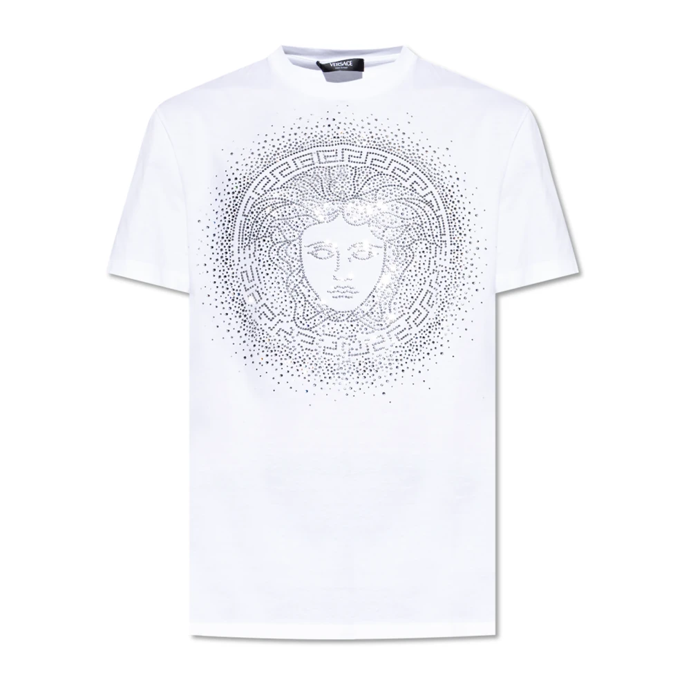 Versace T-shirt met glinsterende applicaties White Heren