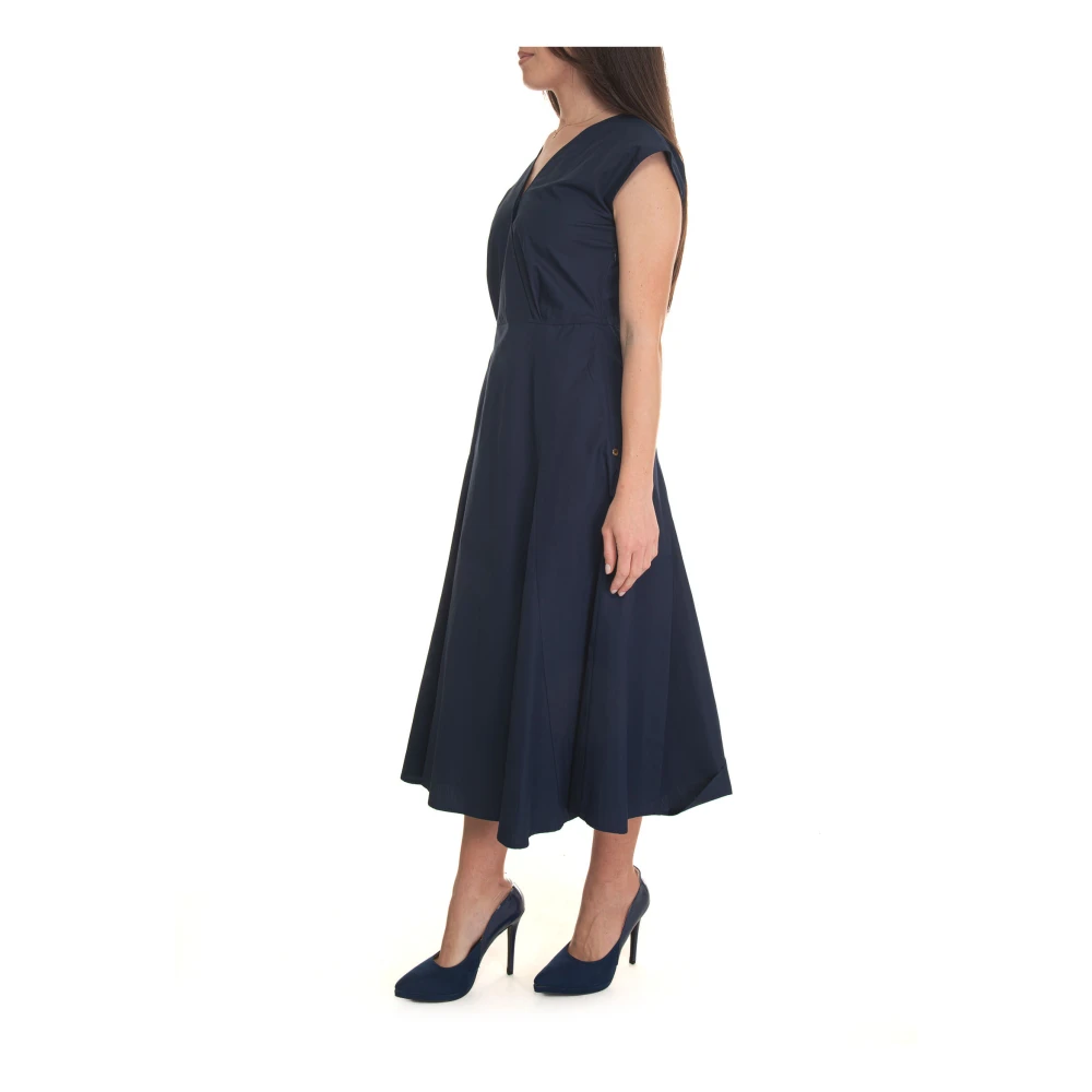 Pennyblack V-hals Mouwloze Katoenen Jurk Blue Dames