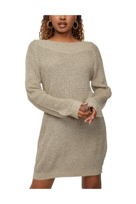 beige-strik-mini-kjole-badhals