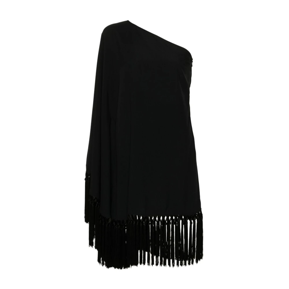 Taller Marmo Vrouw Zwart E Asymmetrische One-Shoulder Jurk Met Franjekant