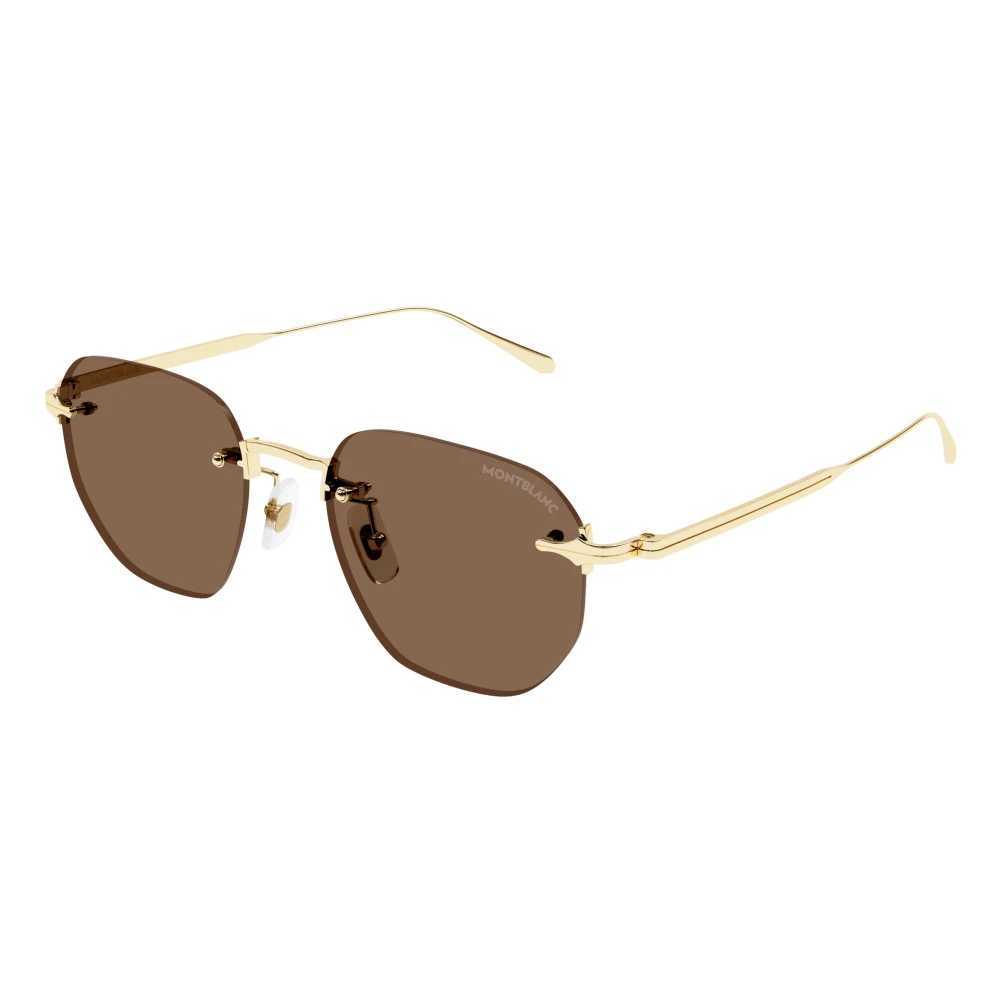 Montblanc Men's Yellow Geometric Metal Sunglasses - Sunglasses - 51 Mm - Accessories