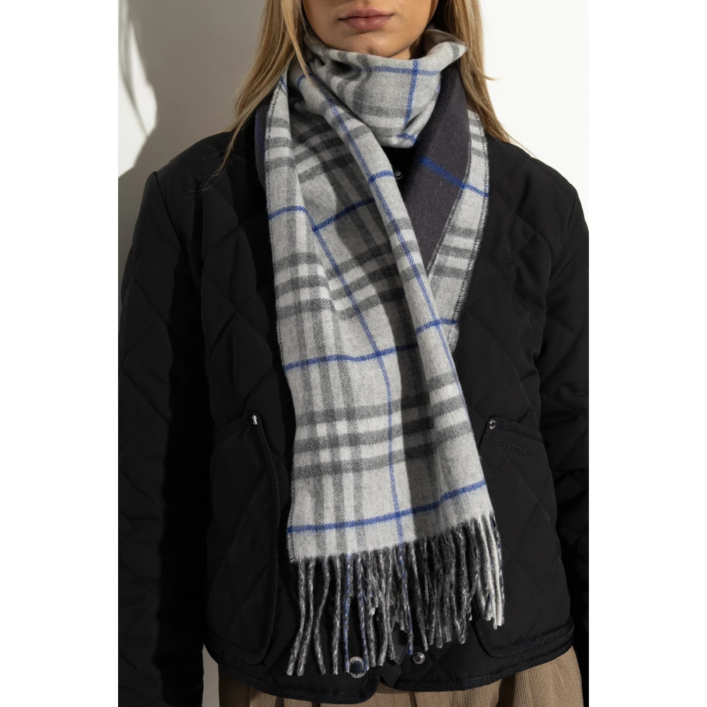Burberry Kasjmier sjaal met franjes Gray Unisex