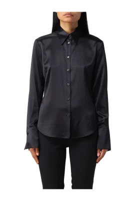 Rundad Fåll Slim Fit Skjorta