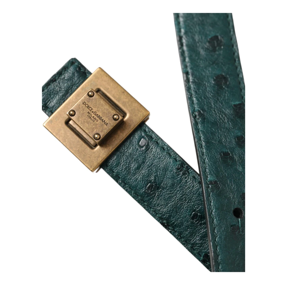 Dolce & Gabbana Donkergroene Leren Riem met Metalen Gesp Green Dames