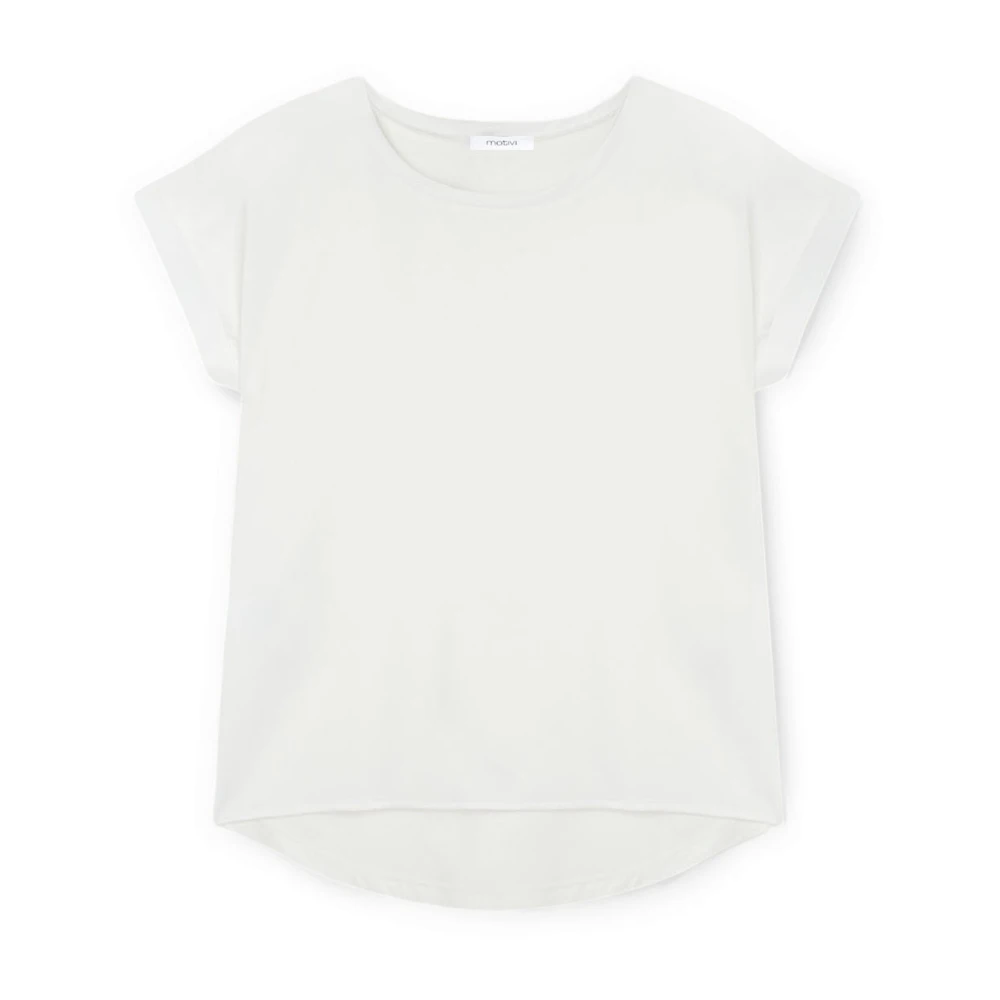 Motivi T-shirt gemaakt van twee verschillende materialen White Dames