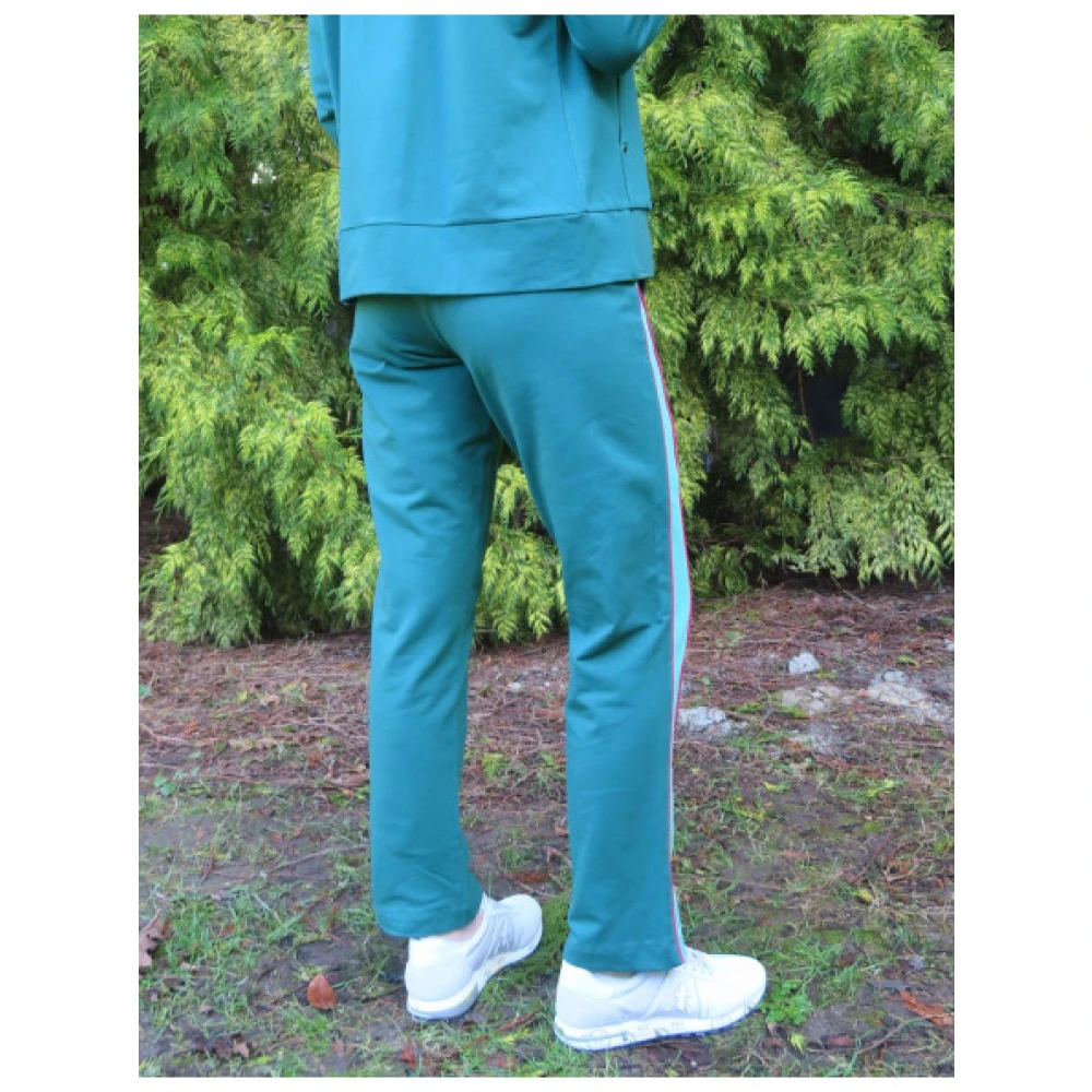 aeronautica militare Joggingbroek met hoge taille en contraststrepen Green Dames