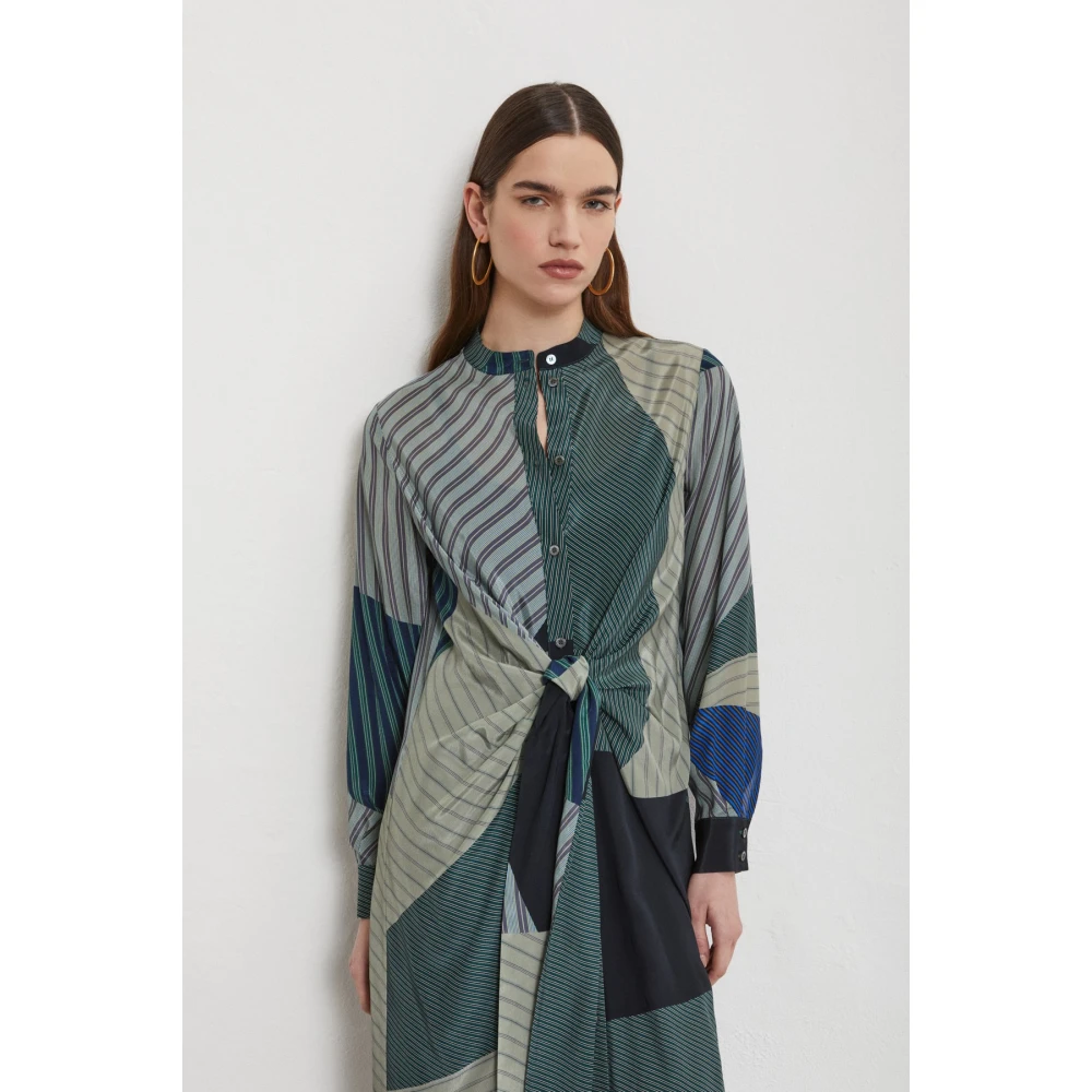 Ottod'Ame Elegante Patroonjurk met Knoop Multicolor Dames