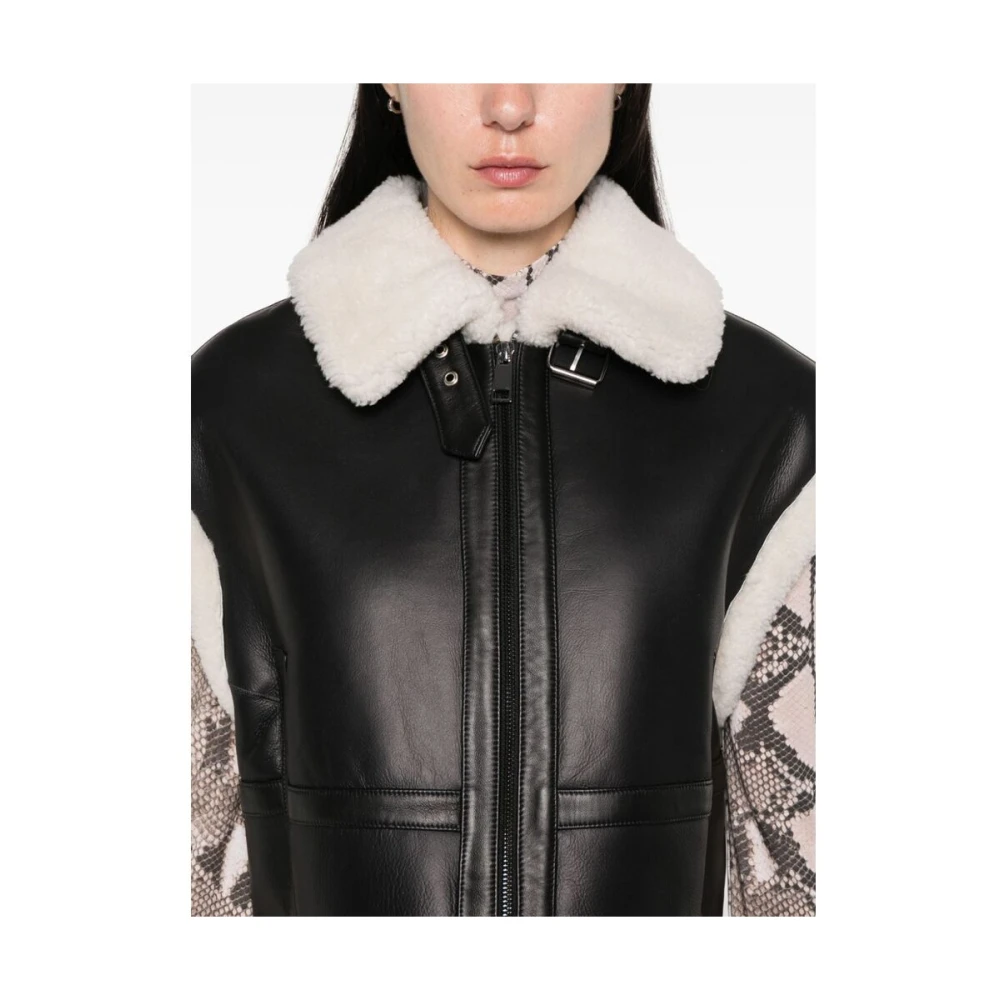 Suprema Zwarte leren shearling vest Black Dames