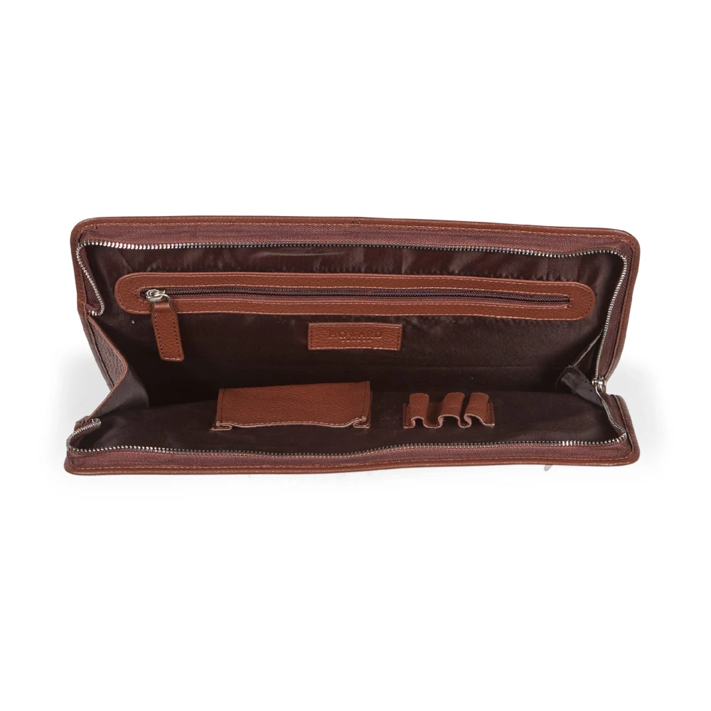 Howard London Bruin leren laptoptas Brown Heren
