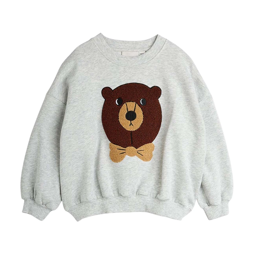 Mini Rodini Unisex Grey Bear Chenille Sweatshirt - Image 2