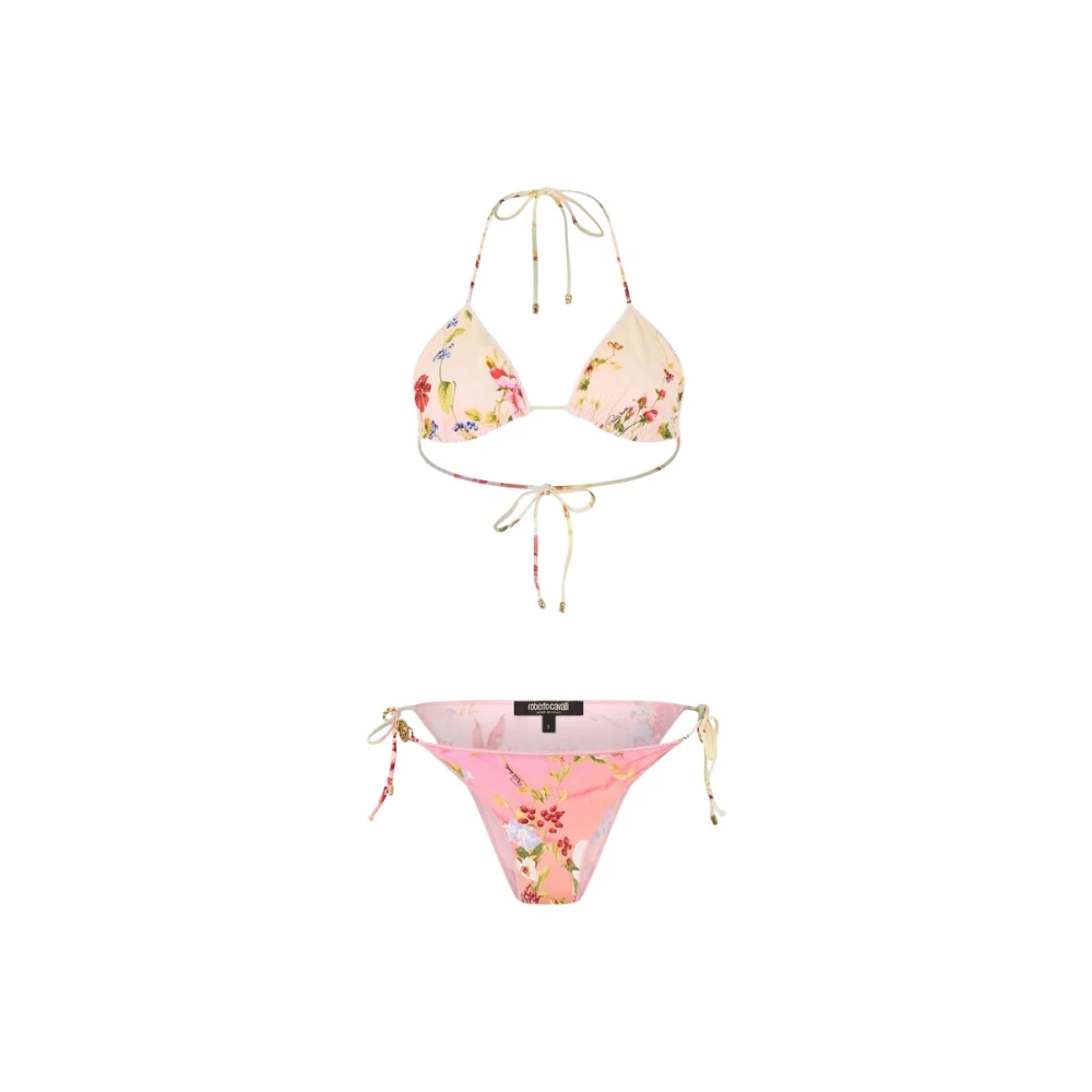 Roberto Cavalli Women's Multicolor Bikinis, L, Miami Flowers Print Top Bikini