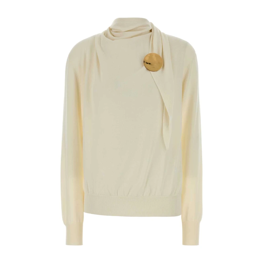 Jil Sander Women's Yellow Draped Jumper - Turtlenecks - S - Knitwear