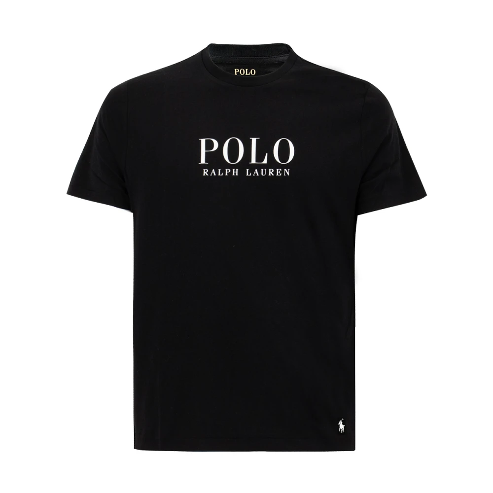 Ralph Lauren Crew-neck Bomull T-shirt med Tryckt Text Black, Herr