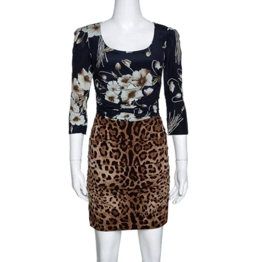 Dolce & Gabbana Pre-owned Silk dresses Brown Dames