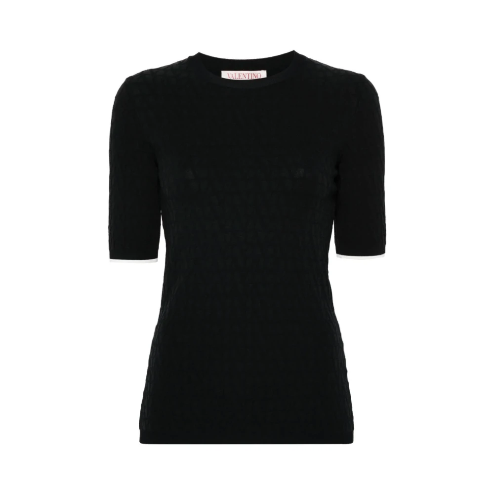 Valentino Iconographe-patroon Zwarte Gebreide Top Black Dames