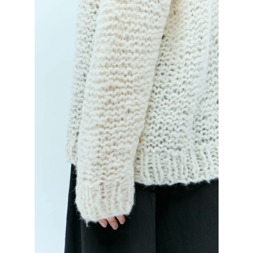 The Row Alpaca Silk Open-Knit Crewneck Top Beige Dames