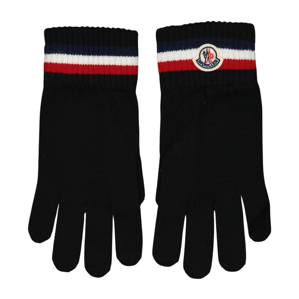 Moncler Logo Ullhandskar Trefärgad Kant Black, Herr