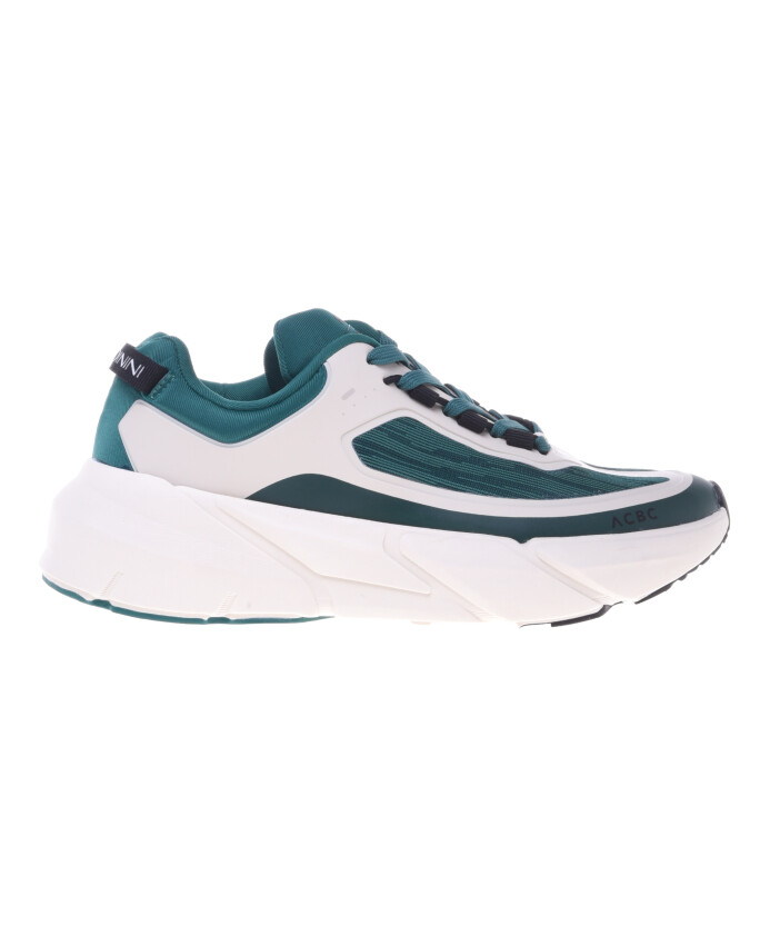 white-and-green-imitation-leather-trainer