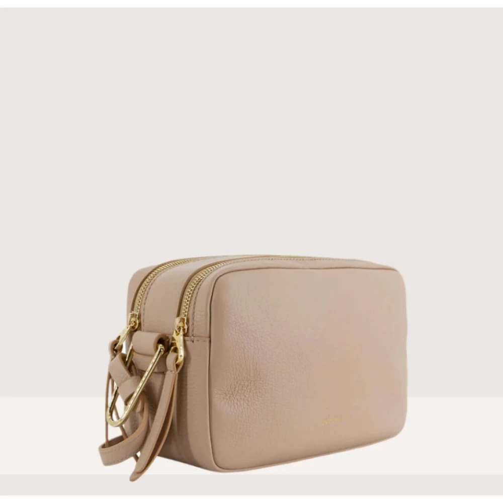 Coccinelle Schoudertas van generfd leer met rits Beige Dames