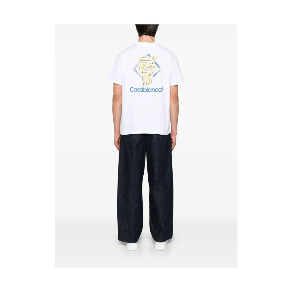 Casablanca Wit Logo Print Crew Neck T-shirt White Heren