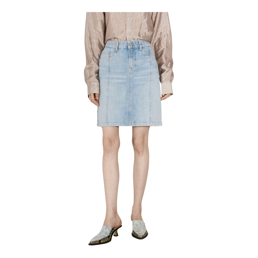 Martine Rose Women's Blue Denim Skirts, Xs, Denim Mini Skirt With Zip Pockets