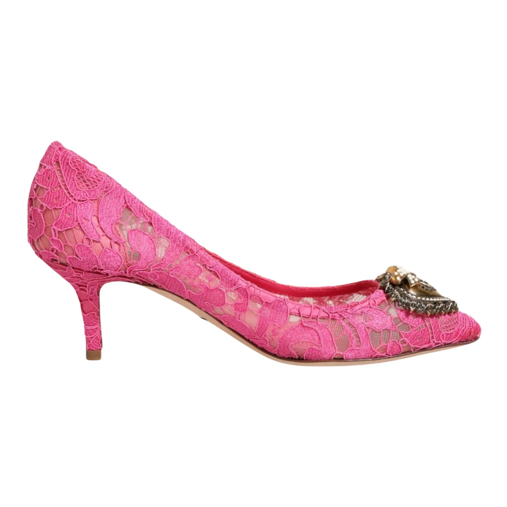 Dolce & Gabbana Women's Pink Taormina Lace Devotion Pumps